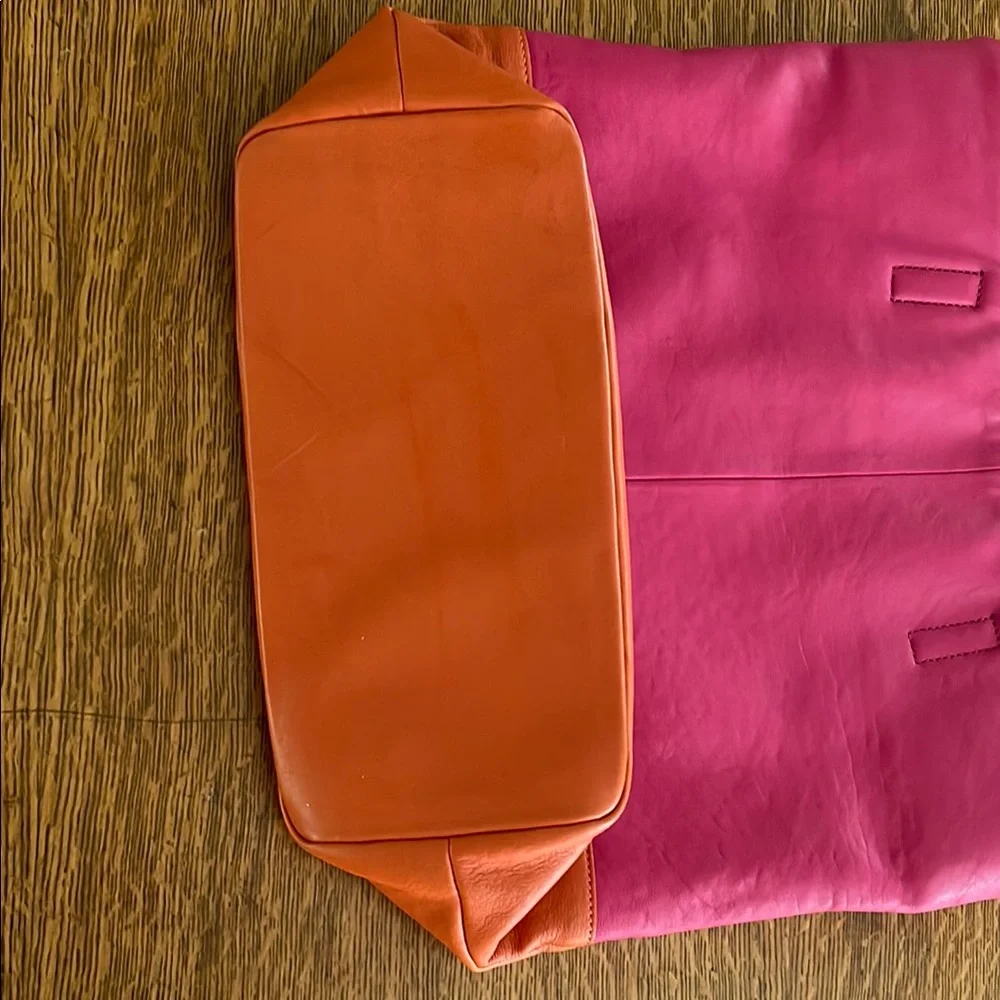 Vibrant Pink & Orange Leather Tote - Picture 6 of 11